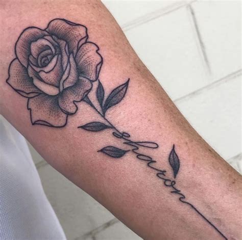 rosa name tattoo|rose tattoo with name stem.